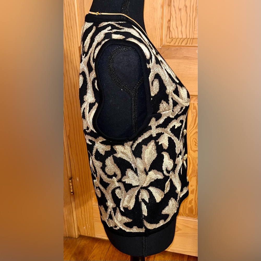 Vintage Peter Nygard Gold Metallic Knit Sweater Vest Small 90s Mob Wife Baroque - Picture 7 of 15